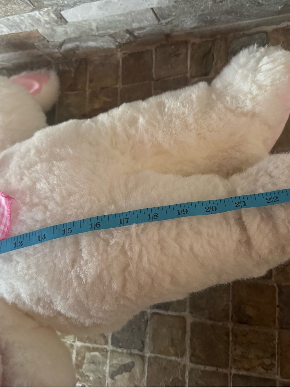 Plush White Bunny with Pink Bow - Picture 4 of 4